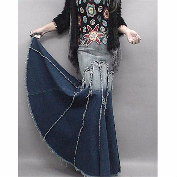 Denim - Long Denim Mermaid Skirt